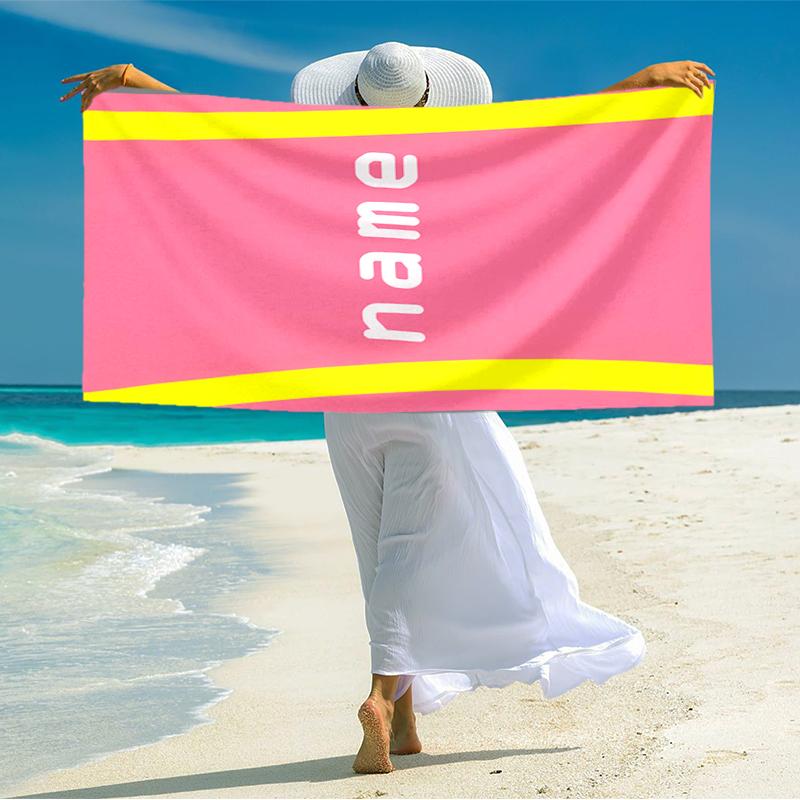 1PC Custom Name Name Beach Towel Highly Absorbent And Sand-Resistant Towel for Swimming, Pool, Yoga, And Travel Lightweight