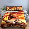 Anime Warrior Holding Fiery Flag Bedding Set (1 Duvet Cover, 2 Pillowcases, Duvet Not Included) Sofas