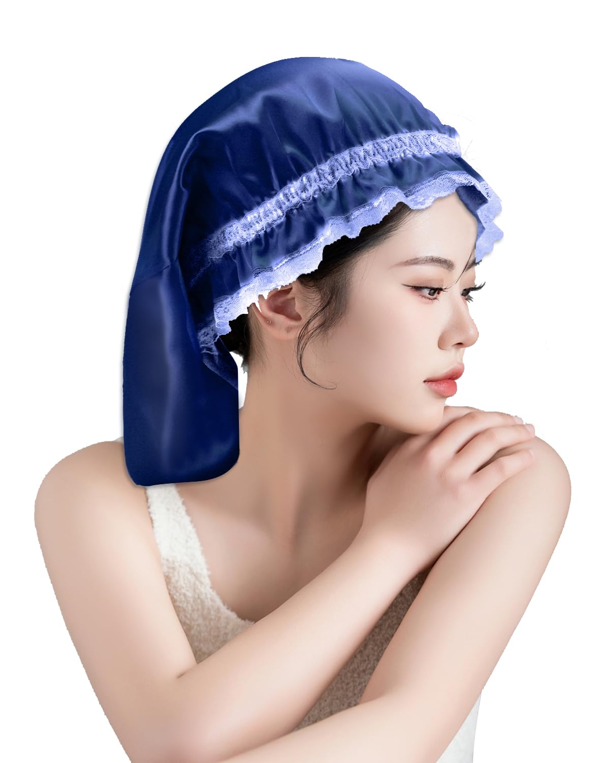 

FOLAI Silk Night Flexible and for Beautiful Long Perfect for Sleeping Cap, Cylindrical, Breathable, Hair, (Blue)