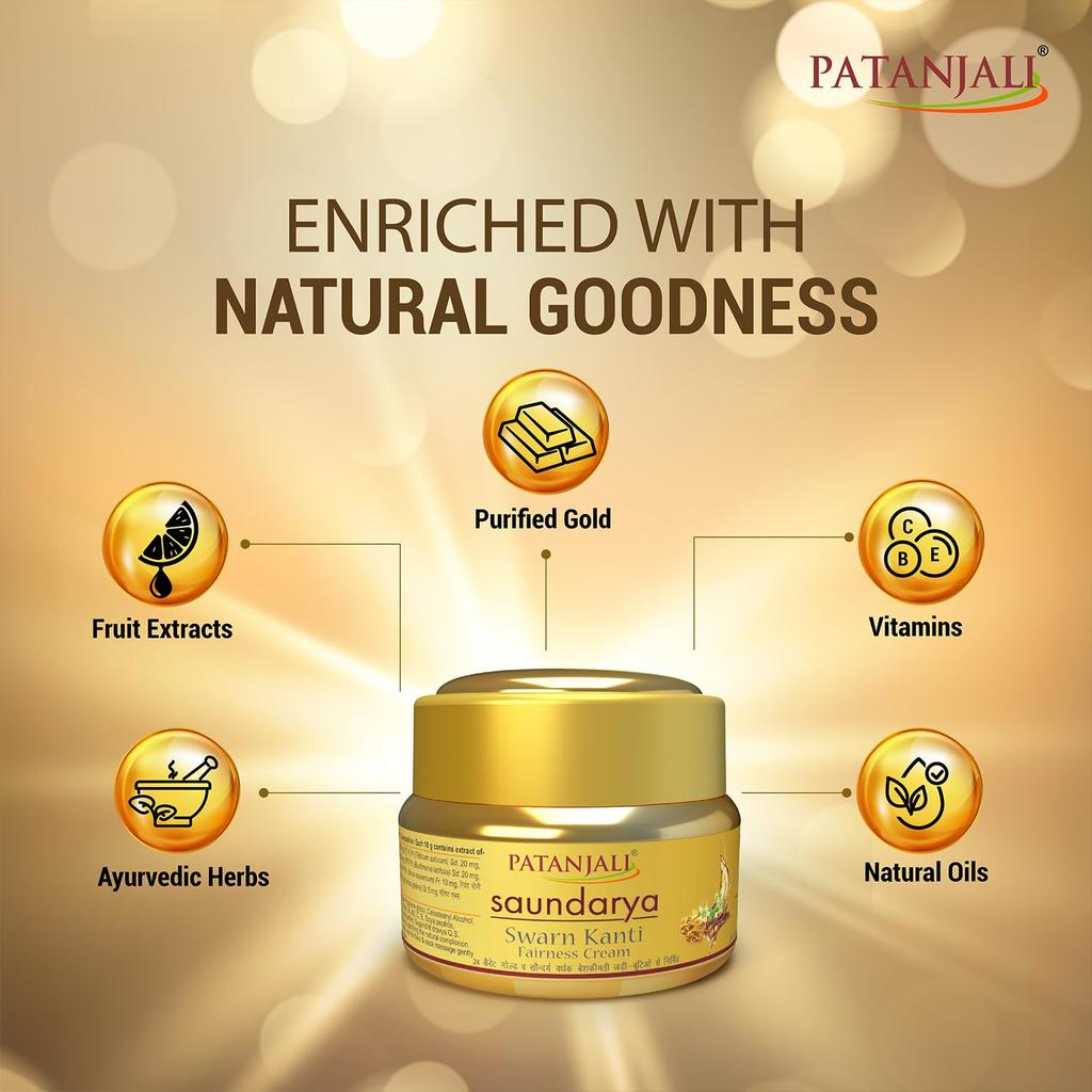 Patanjali Swarna Kanti Cream 50g Pack Of 1 Deep Moisturizing Skin Cream For Soft Glowing Skin
