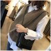 Japanese Style Women's V-neck Knitted Vest - Spring & Autumn Sleeveless Sweater Cardigan