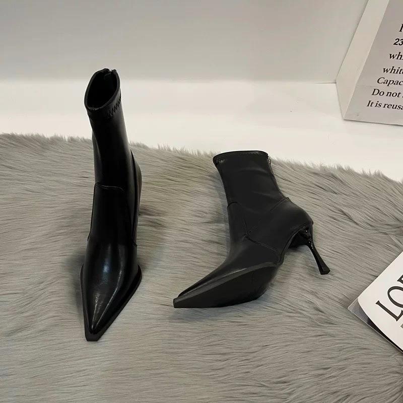 Small boots women show high thin heels autumn high heels niche design sensual pointed short boots thin boots
