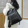 Women's Backpack Large Capacity PU Retro Backpack Color Contrast Shoulder Bag
