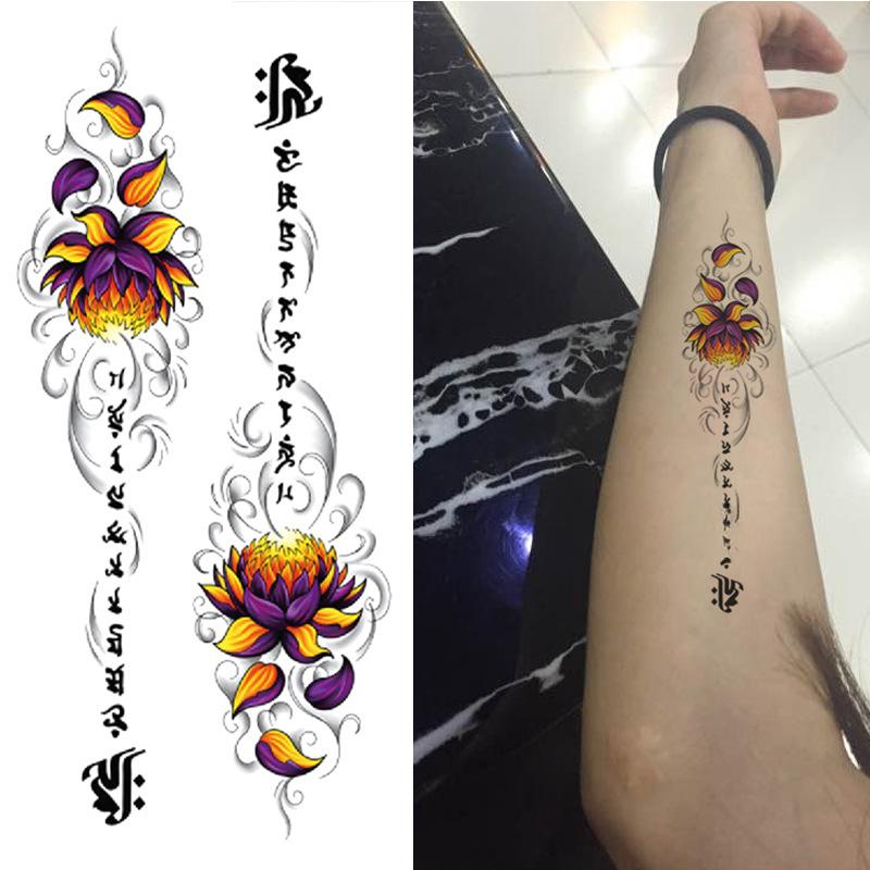 Blumen Tattoo Aufkleber, Farbige Skizzen Tattoo Aufkleber, Englische Buchstaben, Hochzeitsfotografie Tattoo