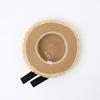 Rough edge straw hat women's summer bow flat top wide brim hat travel beach hat sunshade sun hat