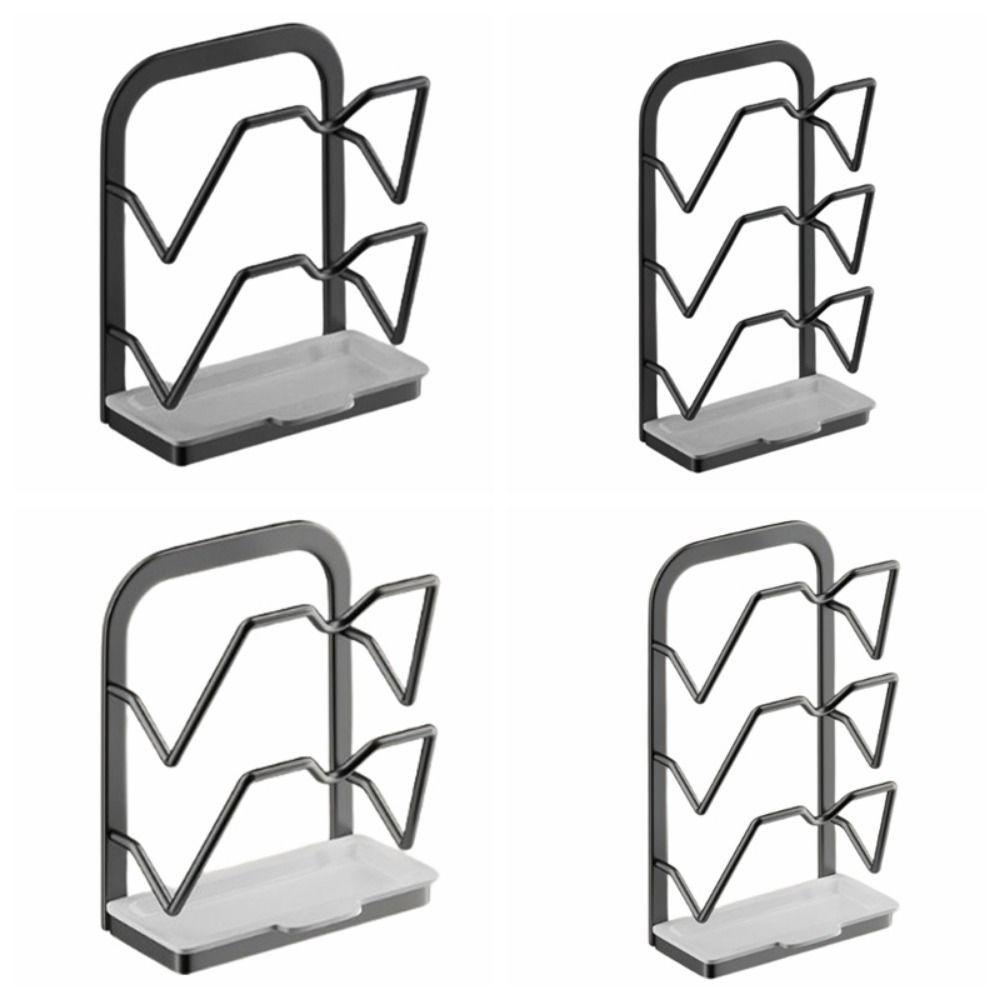 

Sturdy Pot Lid Organizer Rack Carbon Steel Vegetable Board Holder Pot Cover Storage Shelf Kitchen Black-2 layers