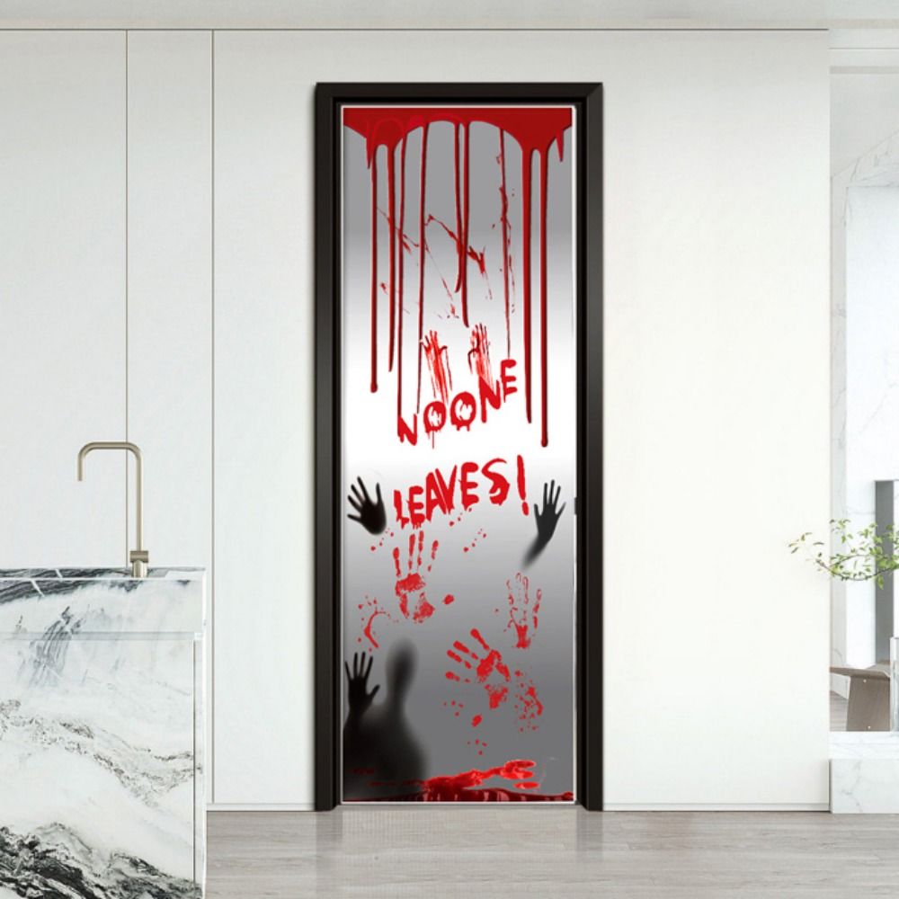 PE Blood Fingerprints Door Stickers Decorative Halloween Decorative Door Sticker  Bathroom Rooms