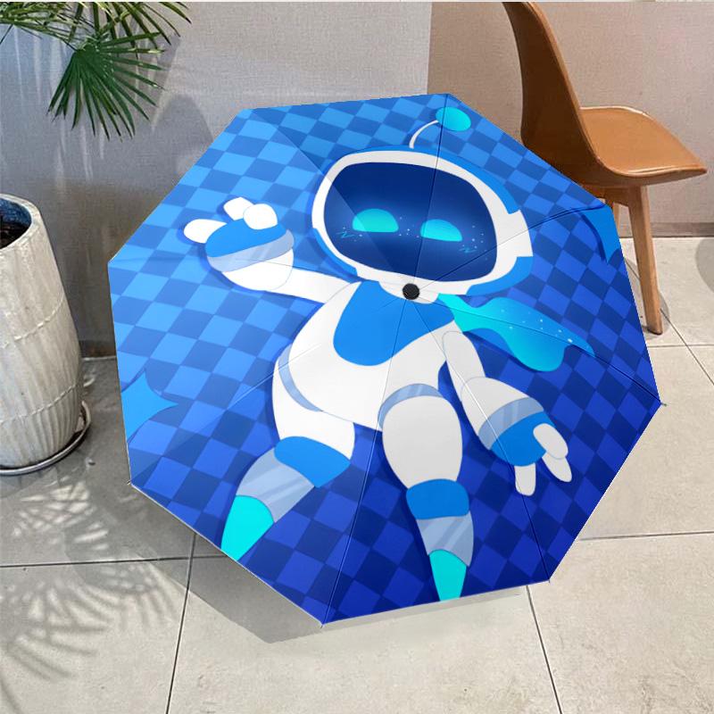 Ombrello Astro Bot Avventura Spaziale - Apertura/Chiusura Automatica, Ombrello Leggero Compatto a 8 Stecche Essenziale per Esterni Accessorio Picnic Ventaglio Regali