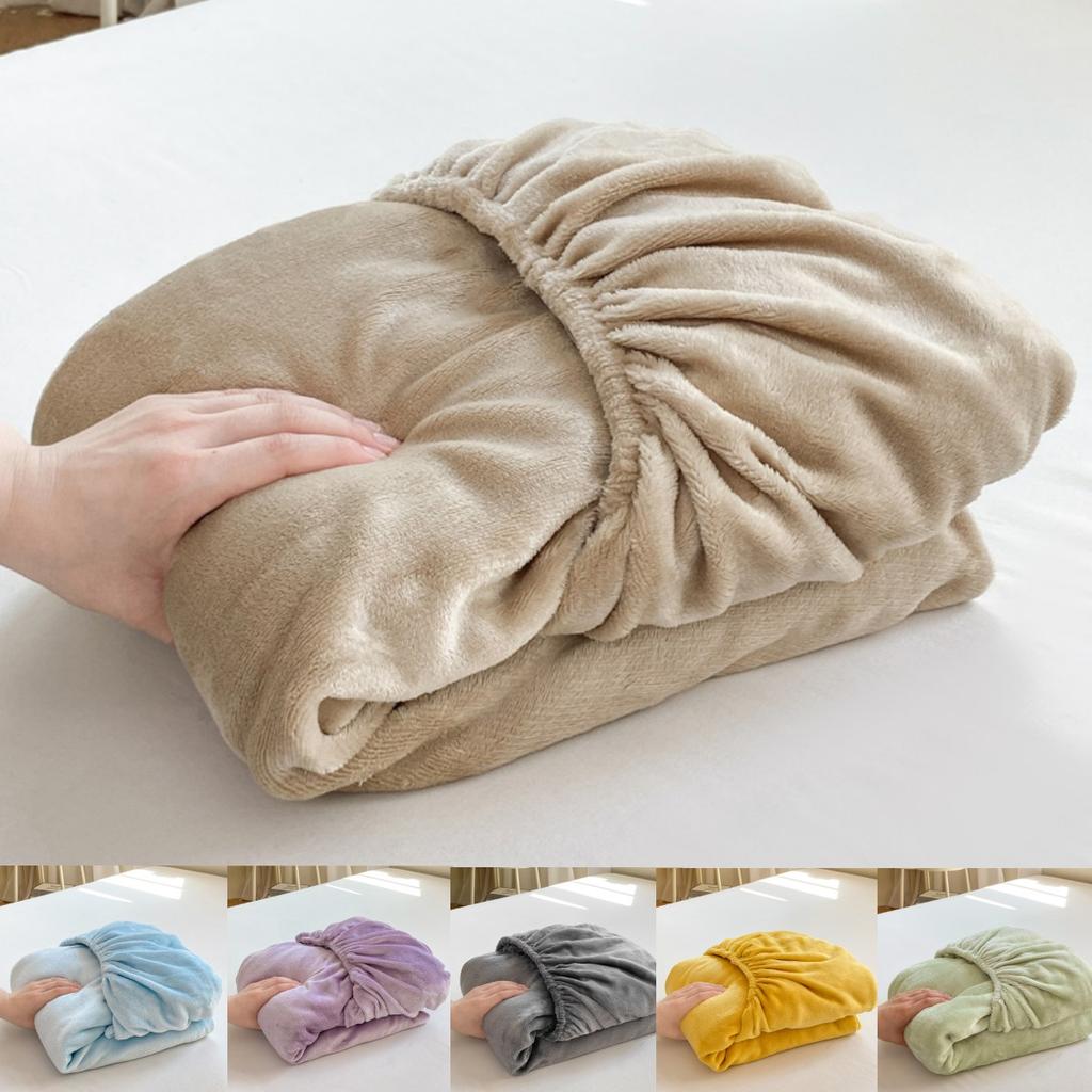 Warme und Dicke Elastische Spannbettlaken Einfarbig Verstellbarer Flanell Winter Matratzenbezug Samt Bettwäsche 90/150/180/200 Größen