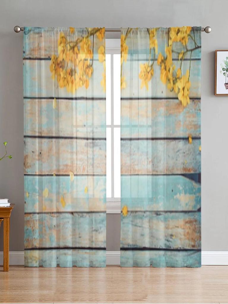 Ușă De Lemn Stil Vintage Perdele Moderne Tulle Pentru Sufragerie Dormitor Casă Bucătărie Fereastra Perdele Sheer