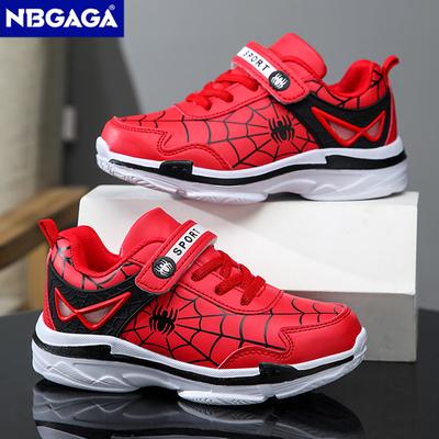 Baskets en cuir pour enfants Chaussures de sport pour garçons de dessin animé 5-16 ans Chaussures de course d'extérieur pour enfants Taille 26-38 Antidérapantes