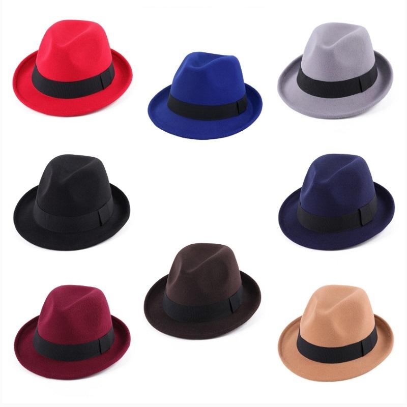 Autumn and Winter New Style Cuffed Small Top Hat Black Classic British Style Jazz Hat Women's Wool Felt Hat Felt Hat