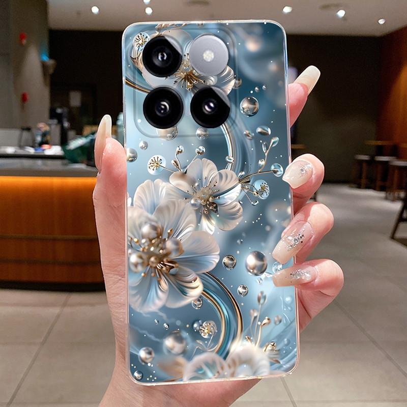 For Xiaomi 14T / Xiaomi 14T Pro Case Clear Luxury Fashion Butterfly Flower Soft TPU Silicone Casing Cover Transparent Phone Case