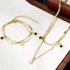 Double-Layered Star Charm Bracelet Titanium Steel Double Clavicle Chain  for Women
