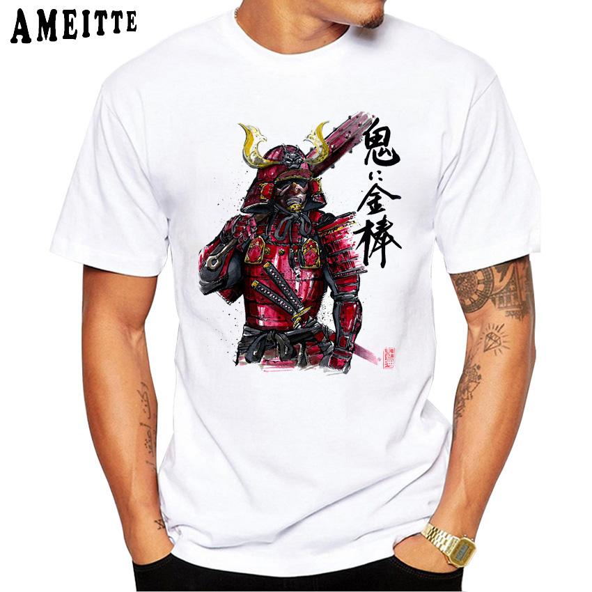 Armored Samurai With Kanabo Print T Shirts Classic Comic O Neck Short Sleeve Classic Anime Japan