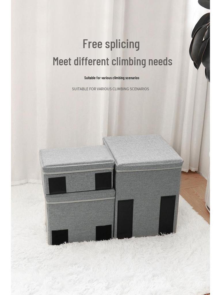 Foldable Three-Layer Storage Box Dog Steps with Nest for Small Pets
