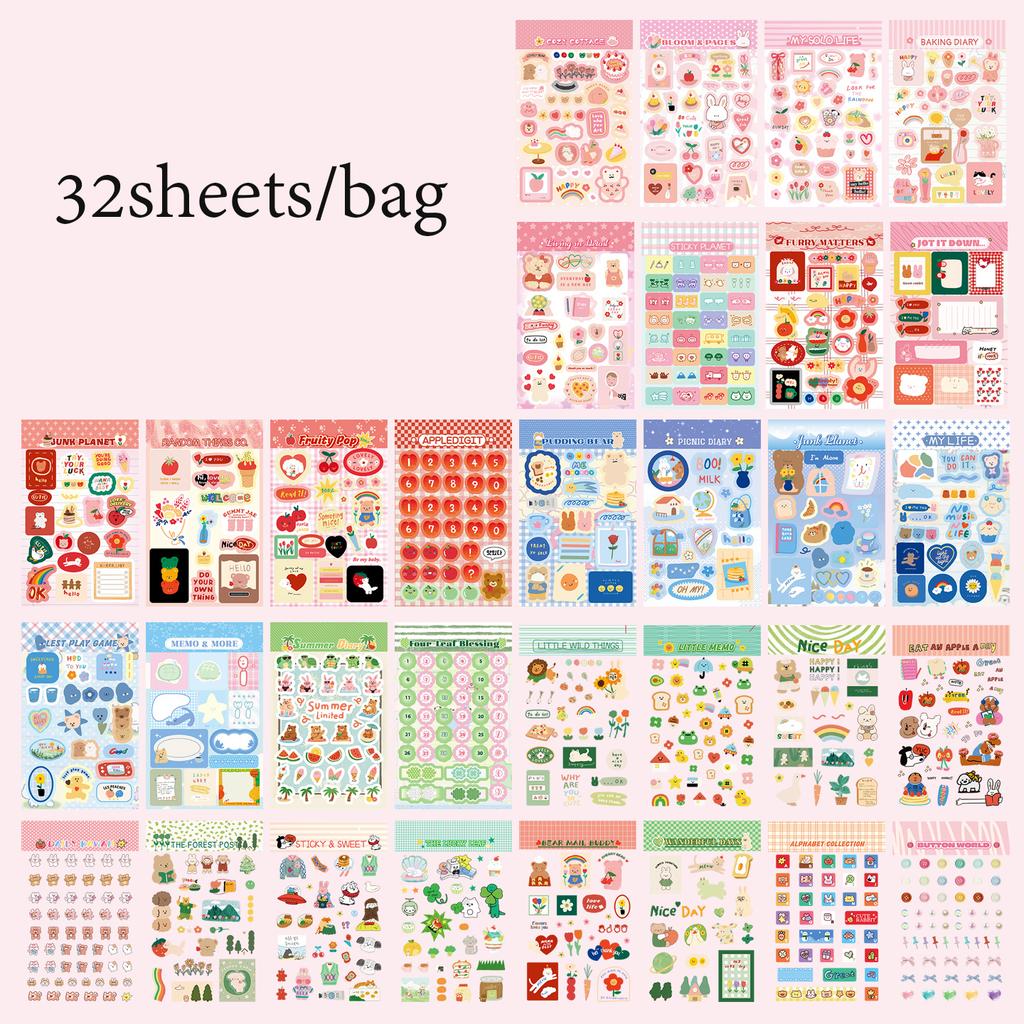 1 Buch Niedliches Tier-Thema Sticker-Sammelbuch 32 Blätter Für Scrapbooking DIY Dekoration Collage-Material Handyhülle Rahmen