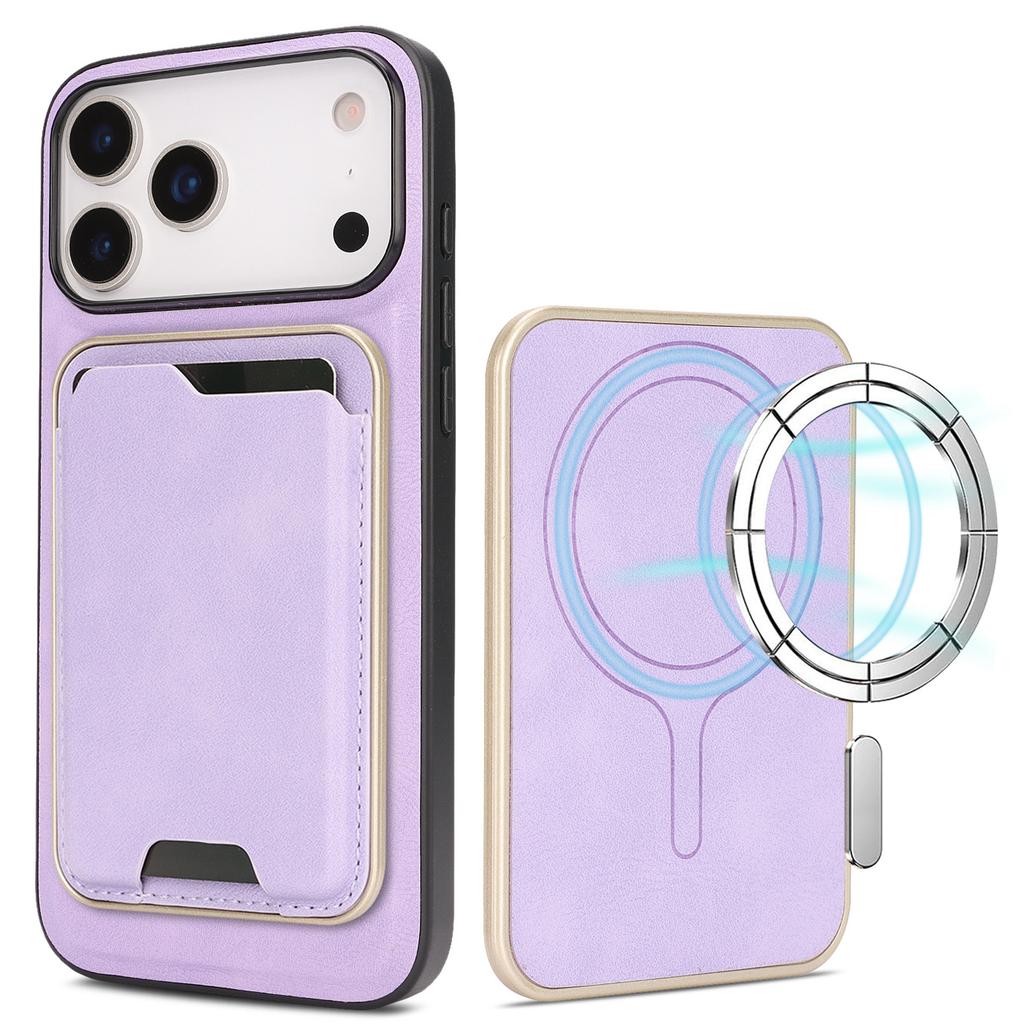 Ultra-thin Magnetic Card Holder Combo Leather Case for iPhone 16 Pro Max 17 Air 16e 15 14 Plus 13 12 Wireless Charging Cover