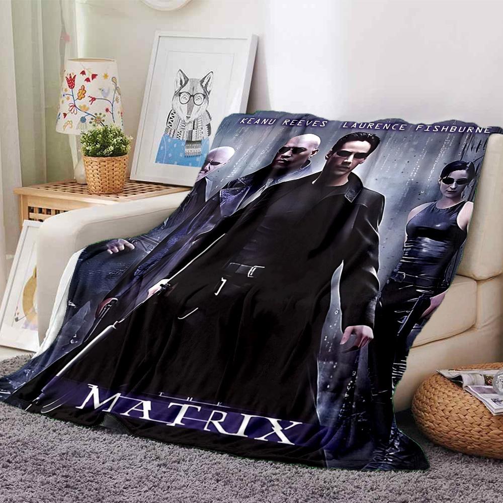 1pc Keanu Reeves Laurence Fishburne Flannel Blanket Soft Warm Throw for Home, Office, Travel, All-Season Cozy Bedding GiftL1121 80cmx120cm(31inx47in)