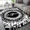 Crystal Velvet Carpet Six Music Notes Pattern Door Mat Non-Slip Floor Rug for Living Room Black Basketball Court Decor