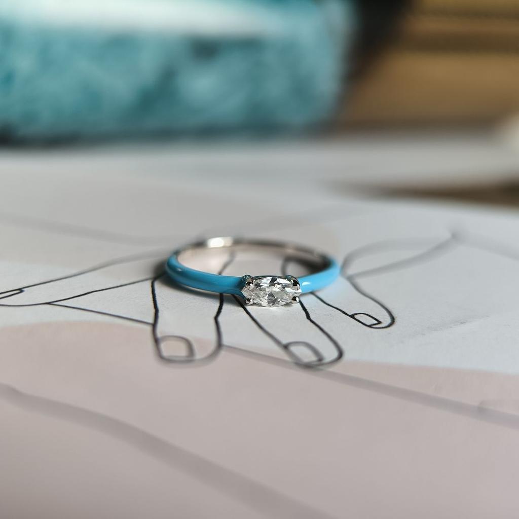 Silver Ring with Cubic Zirconia, Enamel, Product Weight 1.06 G (60002234)