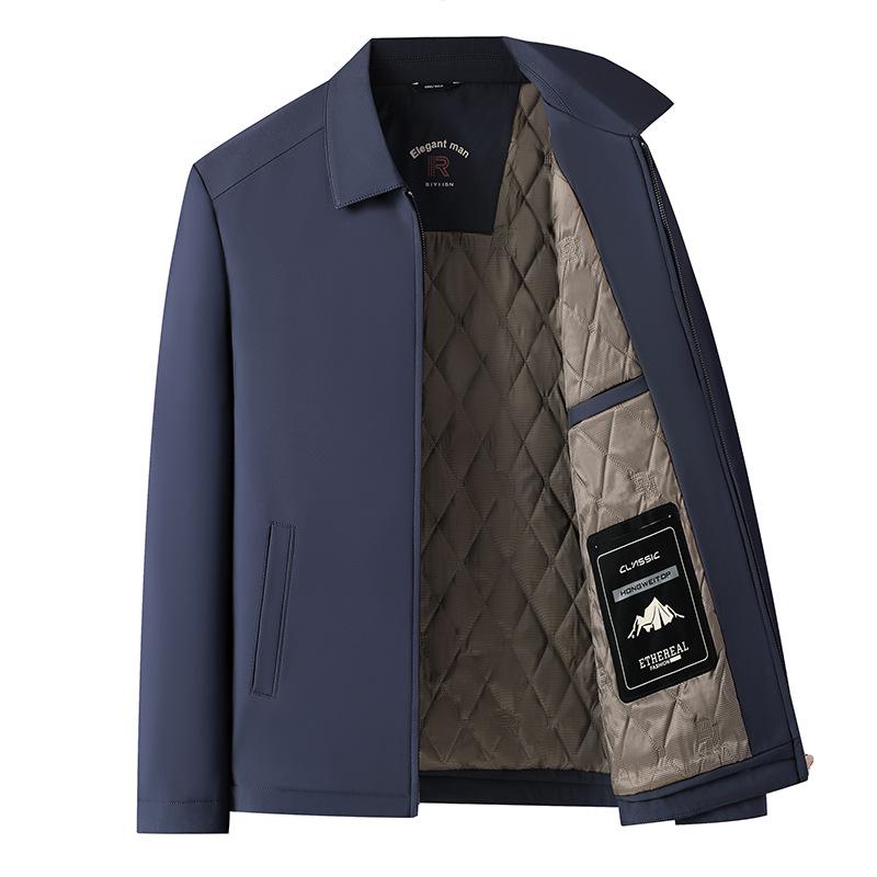 Men's Autumn & Winter Thickened Cotton Jacket for Middle-Aged & Elderly - Lapel Casual Dad Coat
