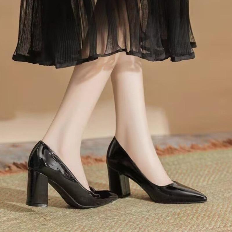 Plus Size High Heels Women Kitten Heel 2026 New Autumn Pointed Toe Block Heel Single Shoes