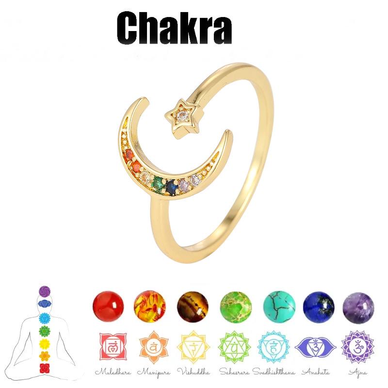 

Трендовое минималистичное красочное кольцо с цирконом в виде луны и звезды с регулируемым размером Silver with Colorful Zircon TR-02785-02