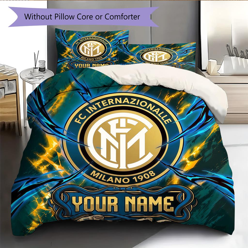 Set Copripiumino Personalizzato con Motivo Inter Milano Decorazione per la Casa Regalo (1 * copripiumino + 2 * federe senza imbottitura)