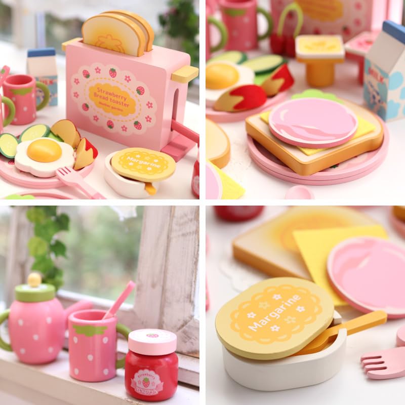 Mother Garden Wooden Pretend Play Set with Morning and Kitchen Toy for Toaster, Set, Cookware, Girls, 441-37719