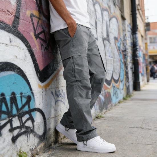 Men Casual Cargo Pants Multi-Pocket Baggy Trousers Loose Fit Straight Leg Joggers Pants for Street Gym Running Hiking