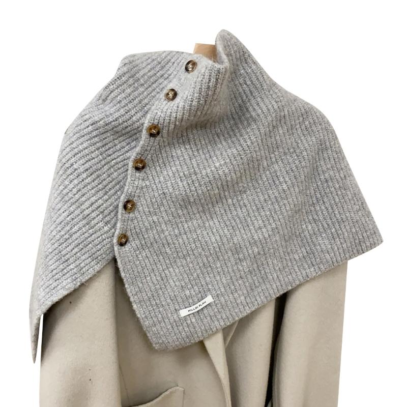 

Winter Pullover Split Shawl Sweater for Women Knit Solid Color Turtleneck Scarf Casual Wear Cape Windproof Shoulder Wrap серый