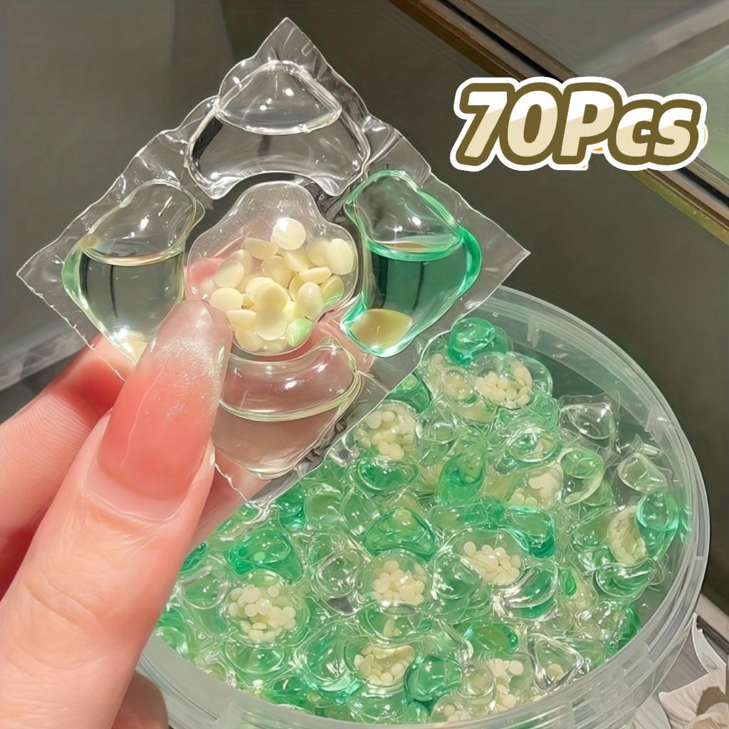 70pcs Laundry Beads, Concentrated Active Detergent, High Efficiency Stain Removal, Long-Lasting Fragrance, Easy to Clean Laundr