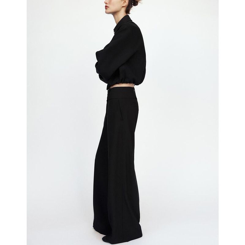 Spring and Summer Women's Clothing Single Side Pocket Decoration Simple Temperamental All-Match Mid-Waist Straight Casual Pants 2258436