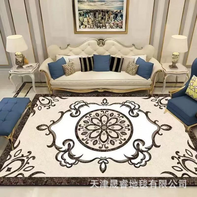Modern Marble Print Area Rug Living Room Sofa Coffee Table Decorative Floor Mat Crystal Velvet Non-Slip Durable Washable