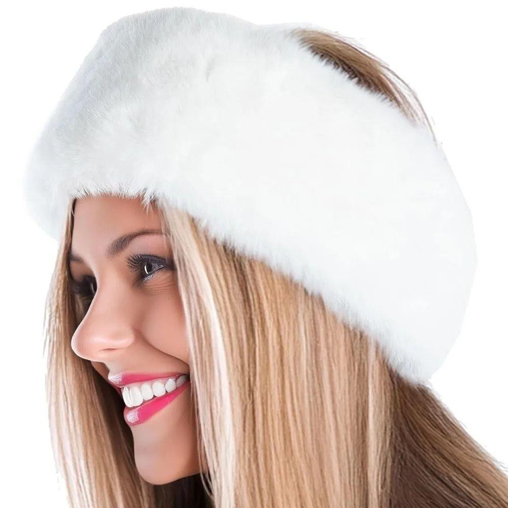 Wide Edge Fluffy Plush Headband Ear Warm Winter Elastic Headband  Winter Hair Accessories