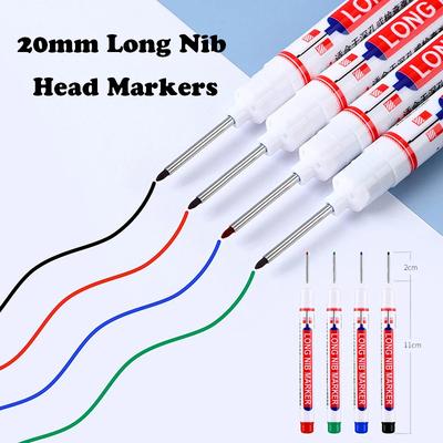 6Pcs/Set 20MM Long Nib Markers Deep Hole Head Four Color Waterproof Marker Pens For Woodworking Metal Marker Tools Art Supplies