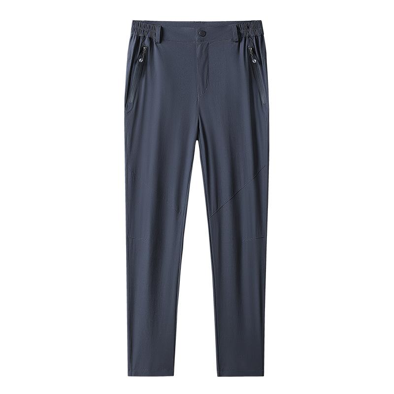 Men's Summer New Ice Silk Quick-drying Casual Pants Green Boys Running Sports Solid Color Straight Versatile Trousers Men