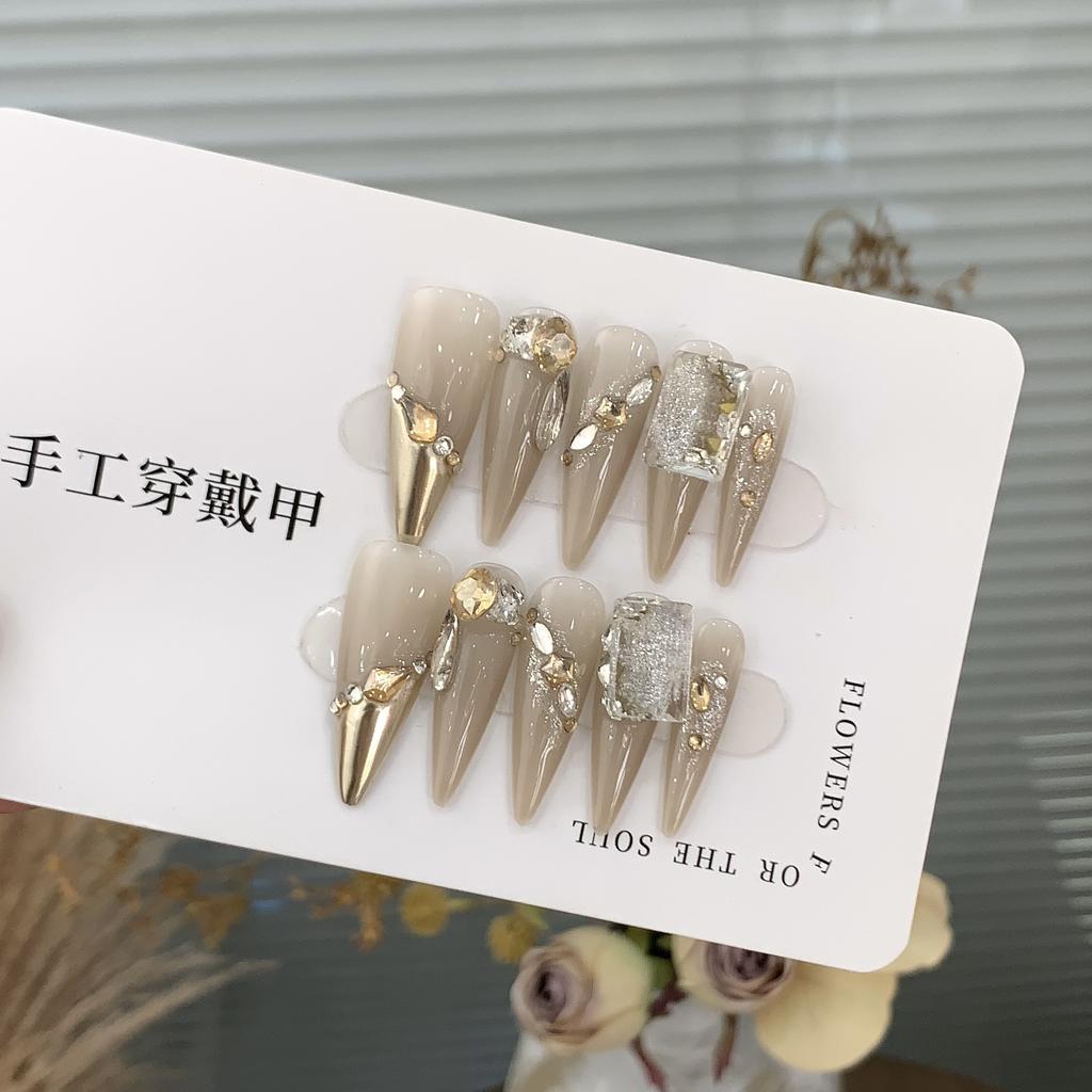 Handmade Hot-shot Long-tip Patch Aurora Magic Mirror Bottom Square Diamond Platinum Princess