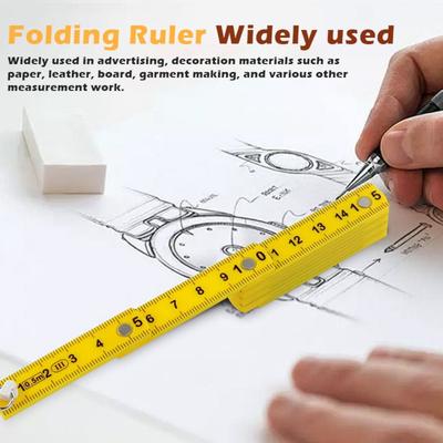 Multifunktionale 0,5m 10-fach faltbare Lineal mit Schlüsselanhänger Doppelseitige Skala Kunststofflineal Quetschschutz für Heimwerkerprojekte