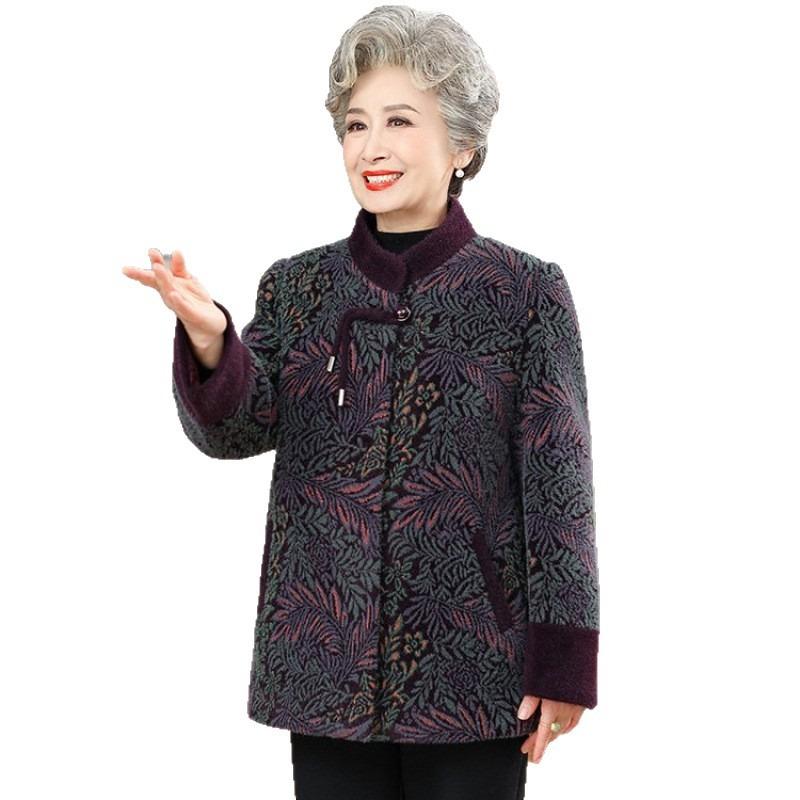 Winter Woolen Coat Women Small Autumn and Winter Old Lady Velvet Clothes