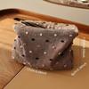 Checkered Striped Fabric Cosmetic Bag Square Three-dimensional Zipper Storage Bag Travel Portable Handbag Liner Bag Makeup Bag