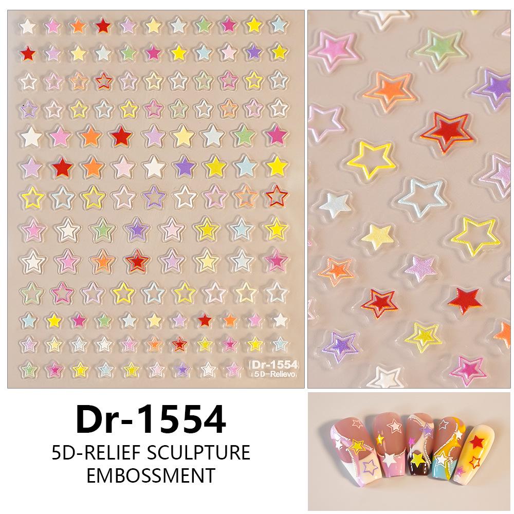 Redanco 5D Embossed Denim Heart & Star 3D Nail Stickers (DR1553)