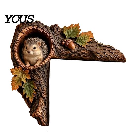 Whimsical Nursery Wall Accent Chipmunk Tree Hollow Door Topper, Woodland Animal Frame Decor, Rustic Wood Creative Birthday Gift for Nature Lovers