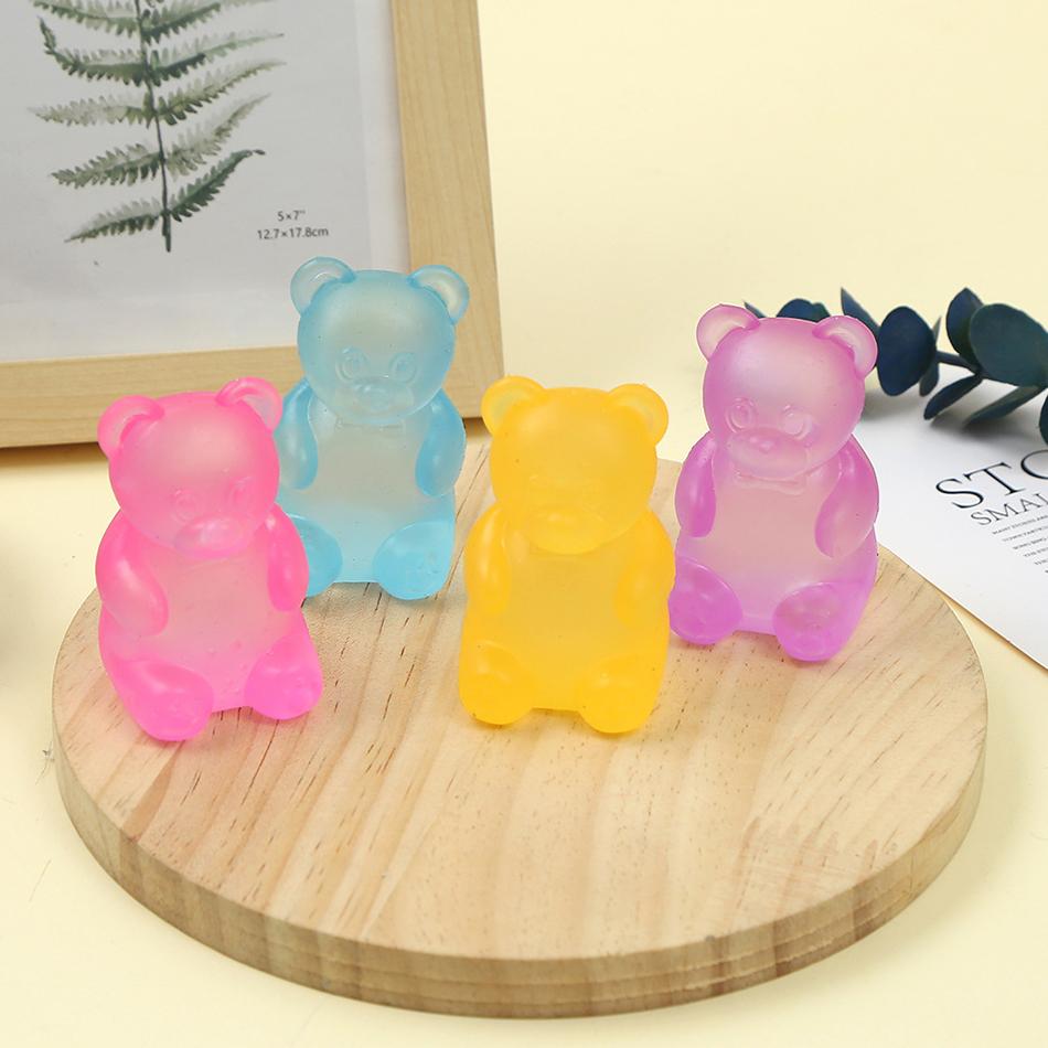 Squishy Cute Soft Jelly Bean Colorful Bear Stress Relief Fidgeting Sensory Toy Slow Rebound Anti Anxiety Decor Party Gift Adults