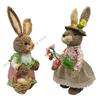 Easter Rabbit Figurine Decoration Handmade Natural Grass Woven Rabbit Ornament for Mantel Patios Festival Decoration