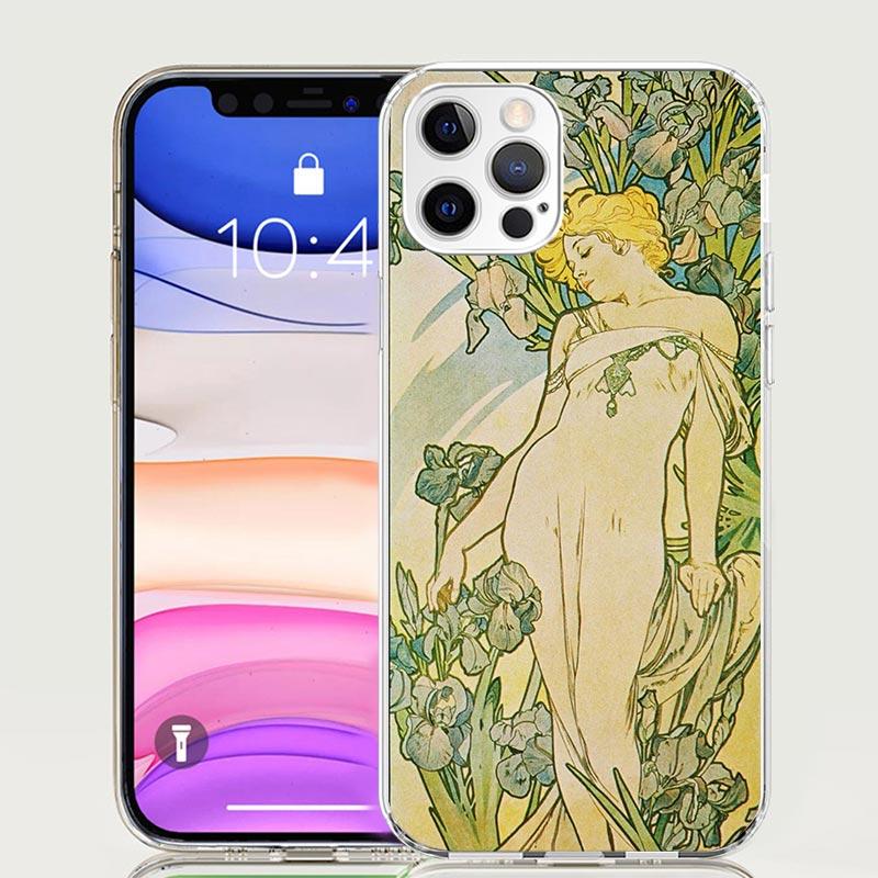 Alfons Mucha Primavera Case Phone Cover for Apple iphone 16 15 14 13 12 Mini 11 Pro Max 16E X XS XR 7 Plus 8 + SE 2020 Trend Fun