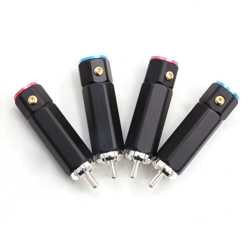 Set of 4 Black Solderless RCA Plugs Silver-Plated