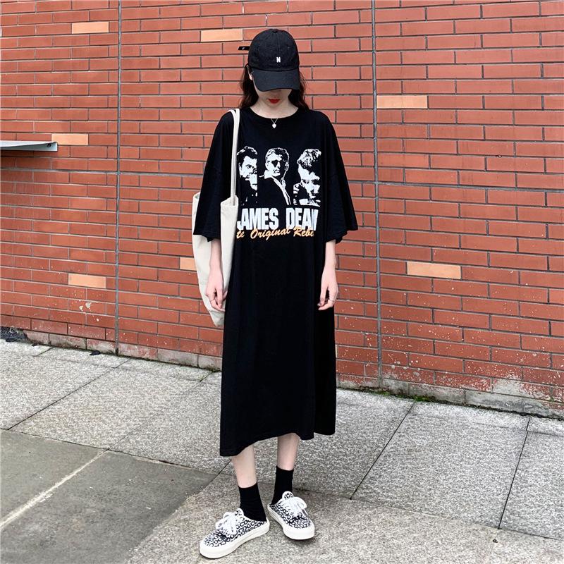 Korean Style Knee-Length Nightdress for Plus Size Women - Loose, Casual, and Comfortable Spring/Summer Dress.