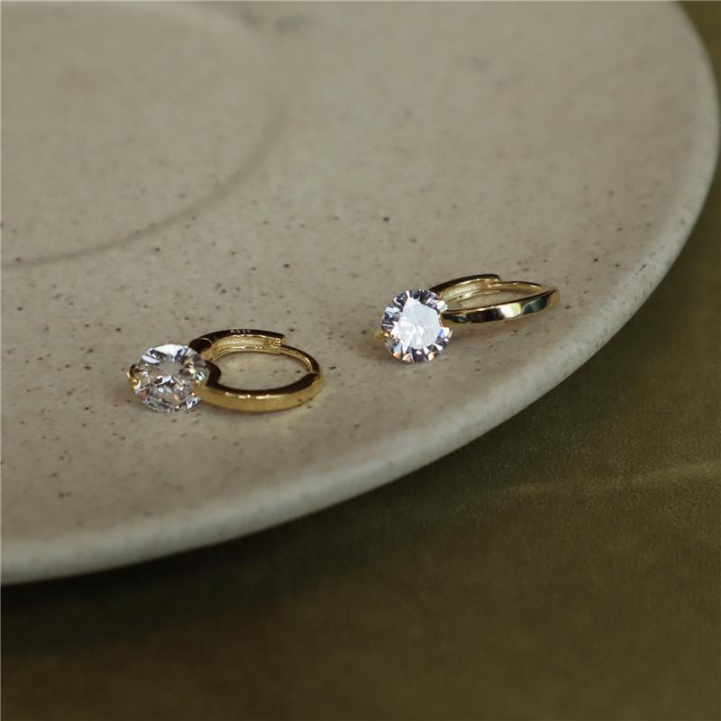 

Minimalist Gold-Plated Zircon Women s Sterling Silver Ear Clip Earrings 925 Silver